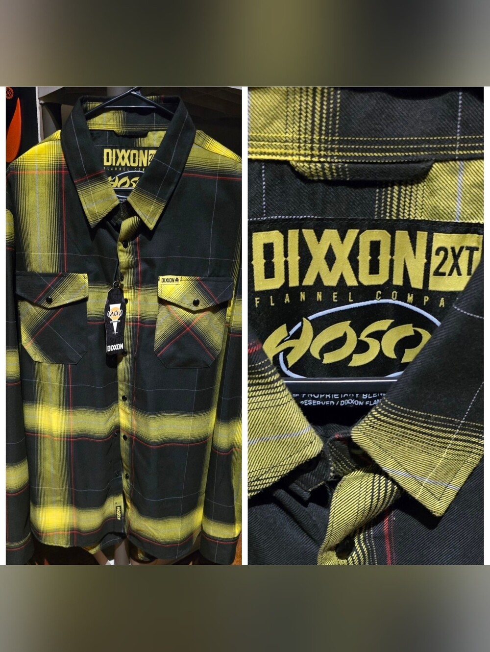 DIXXON 2XT Hosoi Black & Yellow Flannel Shirt With Sticker/Tag